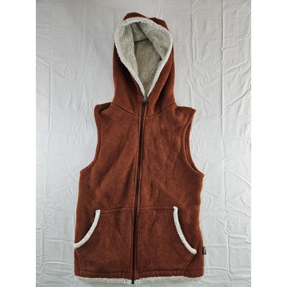 Kuhl Vest Women's Size Medium Brown Alfpaca Hooded Full Zip-Up Fleece Outdoor M